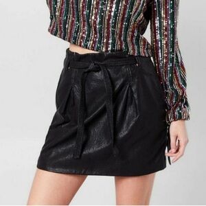 Free People Black Faux Leather Skirt Vegan Leather